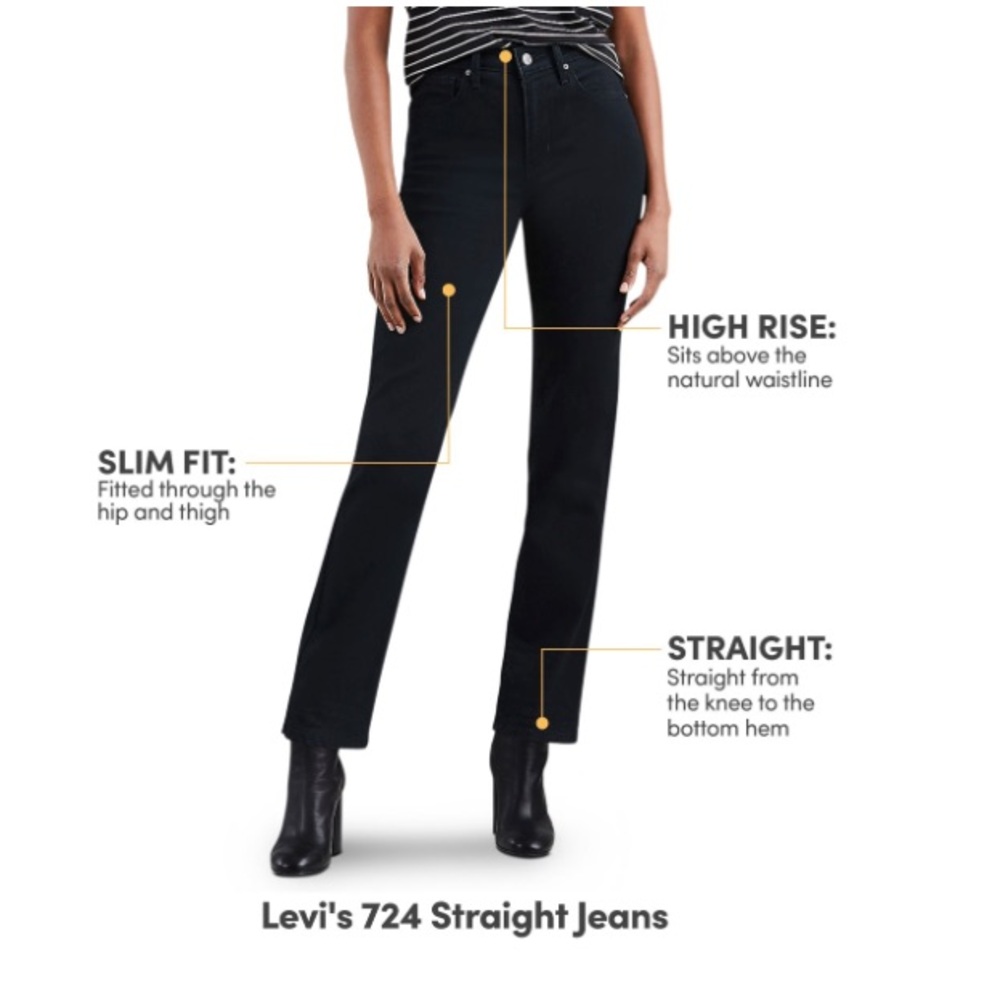 Levi's Women's Straight Leg Jeans - Black - Picture 3 of 16
